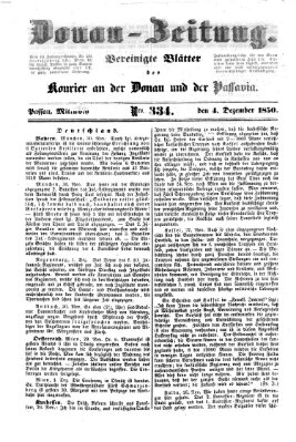 Donau-Zeitung Mittwoch 4. Dezember 1850