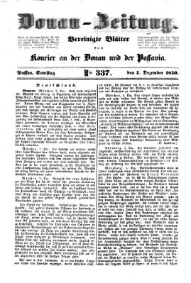 Donau-Zeitung Samstag 7. Dezember 1850