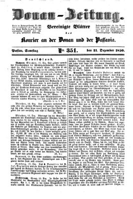 Donau-Zeitung Samstag 21. Dezember 1850