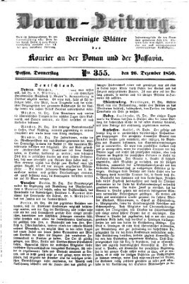 Donau-Zeitung Donnerstag 26. Dezember 1850