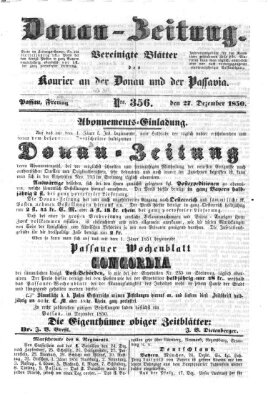 Donau-Zeitung Freitag 27. Dezember 1850