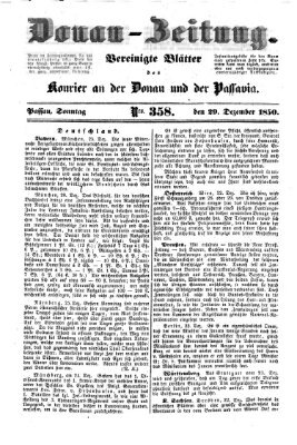 Donau-Zeitung Sonntag 29. Dezember 1850