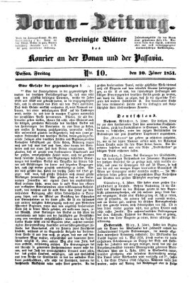 Donau-Zeitung Freitag 10. Januar 1851