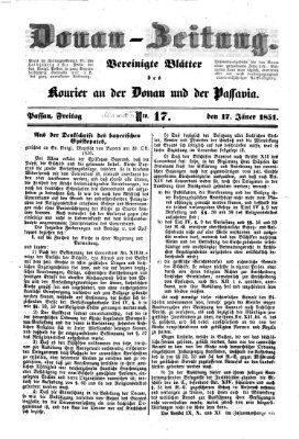 Donau-Zeitung Freitag 17. Januar 1851