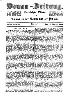 Donau-Zeitung Samstag 15. Februar 1851