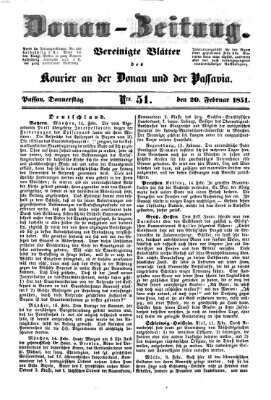 Donau-Zeitung Donnerstag 20. Februar 1851