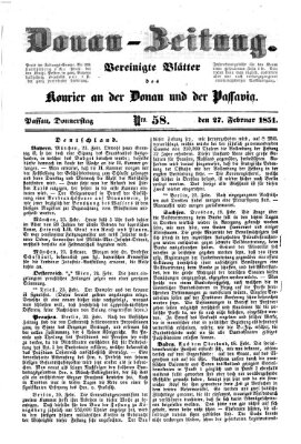 Donau-Zeitung Donnerstag 27. Februar 1851