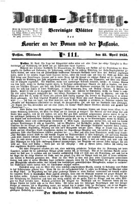 Donau-Zeitung Mittwoch 23. April 1851