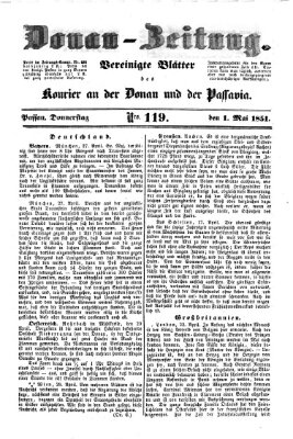 Donau-Zeitung Donnerstag 1. Mai 1851