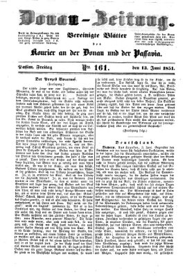 Donau-Zeitung Freitag 13. Juni 1851