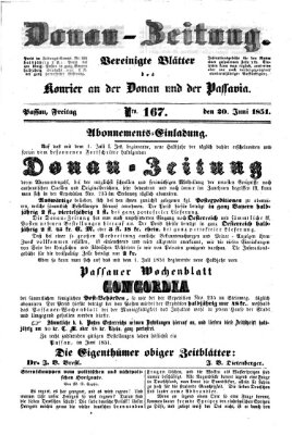 Donau-Zeitung Freitag 20. Juni 1851