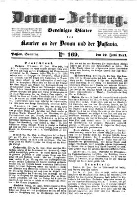 Donau-Zeitung Sonntag 22. Juni 1851