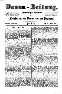 Donau-Zeitung Freitag 27. Juni 1851