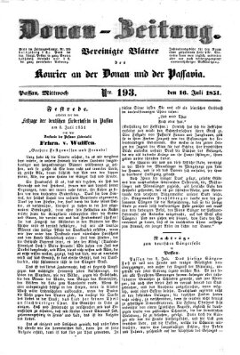 Donau-Zeitung Mittwoch 16. Juli 1851