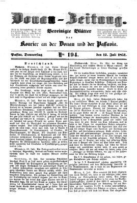 Donau-Zeitung Donnerstag 17. Juli 1851