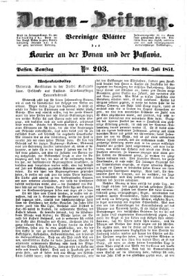 Donau-Zeitung Samstag 26. Juli 1851