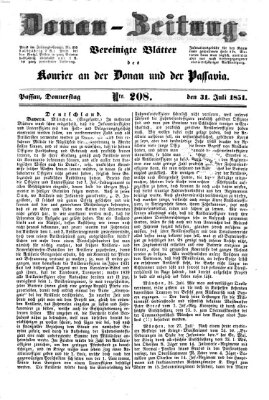 Donau-Zeitung Donnerstag 31. Juli 1851