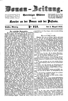 Donau-Zeitung Montag 4. August 1851