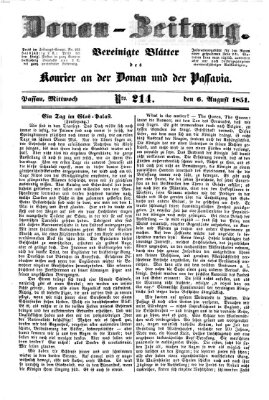 Donau-Zeitung Mittwoch 6. August 1851