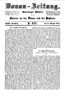 Donau-Zeitung Samstag 9. August 1851