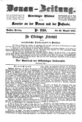 Donau-Zeitung Freitag 22. August 1851