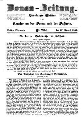 Donau-Zeitung Mittwoch 27. August 1851