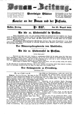 Donau-Zeitung Freitag 29. August 1851