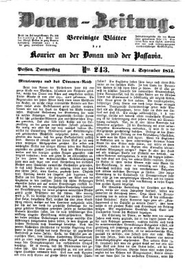 Donau-Zeitung Donnerstag 4. September 1851