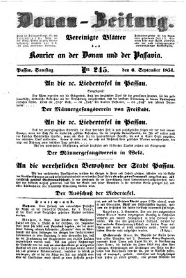 Donau-Zeitung Samstag 6. September 1851