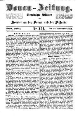 Donau-Zeitung Freitag 12. September 1851