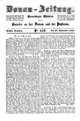 Donau-Zeitung Samstag 13. September 1851