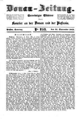 Donau-Zeitung Sonntag 14. September 1851