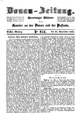 Donau-Zeitung Montag 15. September 1851