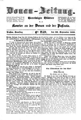 Donau-Zeitung Samstag 20. September 1851