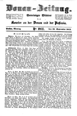 Donau-Zeitung Montag 22. September 1851