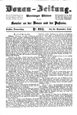 Donau-Zeitung Donnerstag 25. September 1851