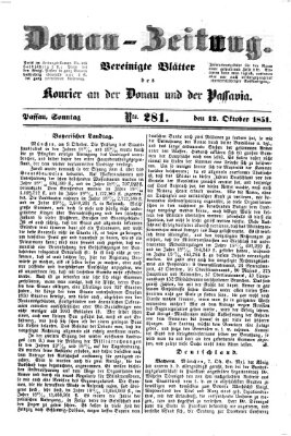 Donau-Zeitung Sonntag 12. Oktober 1851