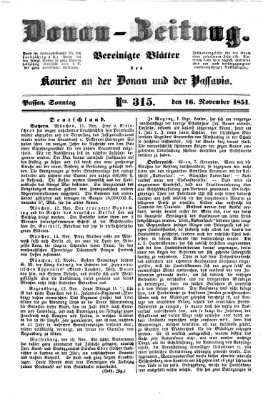 Donau-Zeitung Sonntag 16. November 1851