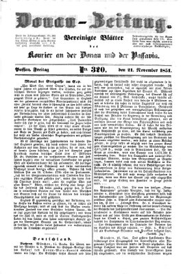 Donau-Zeitung Freitag 21. November 1851