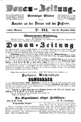 Donau-Zeitung Montag 15. Dezember 1851