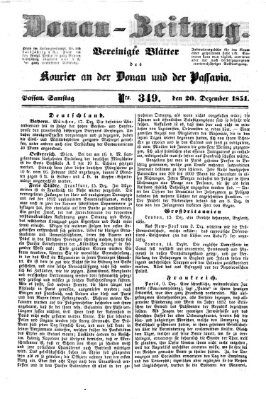 Donau-Zeitung Samstag 20. Dezember 1851