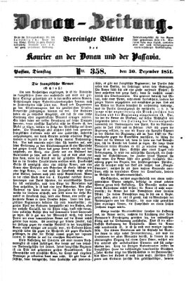 Donau-Zeitung Dienstag 30. Dezember 1851