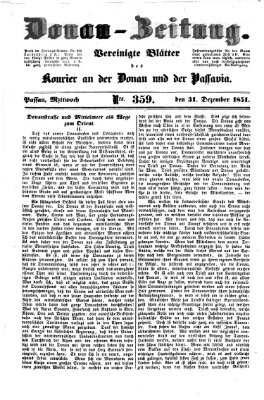 Donau-Zeitung Mittwoch 31. Dezember 1851