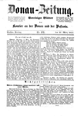 Donau-Zeitung Freitag 12. März 1852