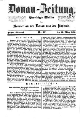 Donau-Zeitung Mittwoch 17. März 1852