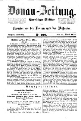 Donau-Zeitung Samstag 10. April 1852