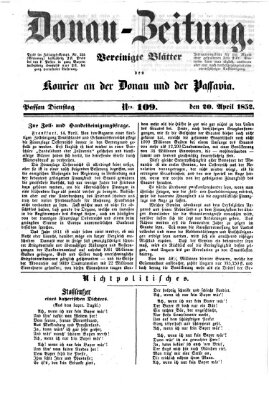 Donau-Zeitung Dienstag 20. April 1852