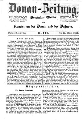 Donau-Zeitung Donnerstag 22. April 1852