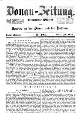 Donau-Zeitung Sonntag 4. Juli 1852