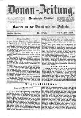 Donau-Zeitung Freitag 9. Juli 1852